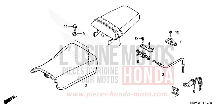 SIEGE (CBR600F42-3/FS/FR) de CBR600F Special Edition ACCURATE SILVER METALLIC (NH146B) de 2002